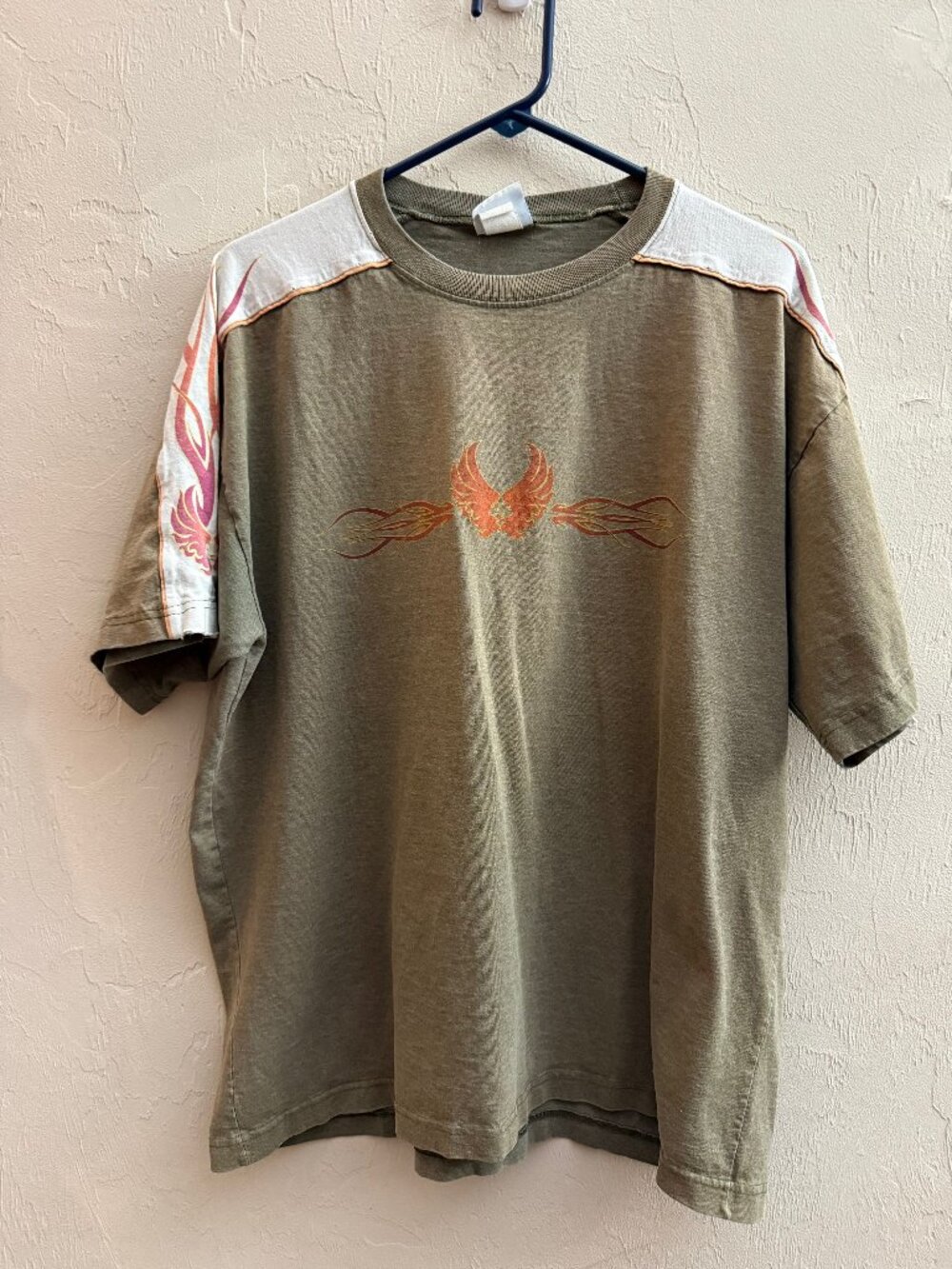 Vintage Mecca USA Men's Graphic T-Shirt Y2K Olive Cream Tribal Streetwear XL